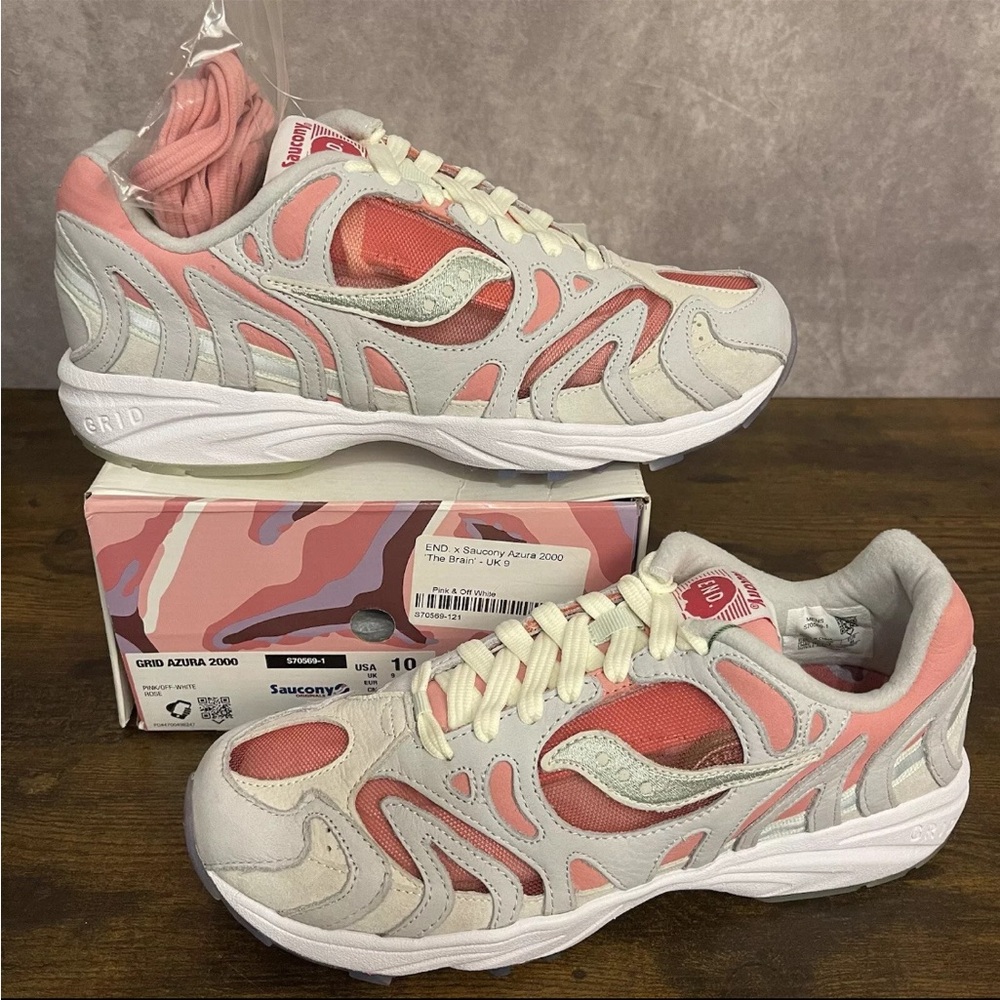 END. x Saucony Aura 2000 “The Brain” 🧠 S70569-1 Pink/Off-White Rose Sz 10
